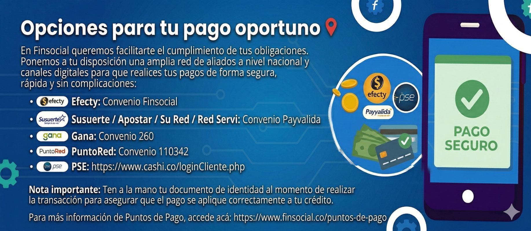 Opciones para pago oportuno